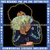 Blonde Woman Money Spread On Face Boss Lady Gangster Gangsta Dope Girl Logo Hustle Skillz SVG PNG JPG Vector Cut Files Silhouette Cricut