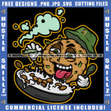 Cookie Smoking Organic Grass Cannabis Blunt Marijuana Weed leaf Logo Hustle Skillz SVG PNG JPG Vector Cut Files Silhouette Cricut