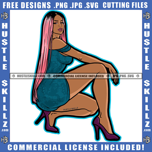 Sexy Melanin Woman Twerking Grind Hustle Grinding Dope Girl Skillz Hustling Hustler Logo Hustle Skillz SVG PNG JPG Vector Cut Files Silhouette Cricut