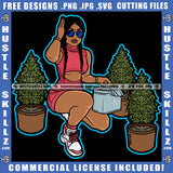 Boss Lady Woman Squatting On Weed Tree Stacks Floor Blonde Hair Grind Bragging Hustle Skillz SVG PNG JPG Vector Cut Cutting Cricut Silhouette