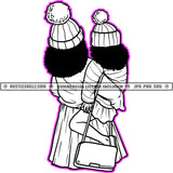 Mom Daughter Black And White Design Love Matching Winter Hat Happy Mothers Day Mommy Mum Black White Kids Logo Hustle Skillz SVG PNG JPG Vector Cut Files Silhouette Cricut