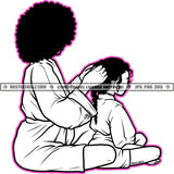 Mom Daughter Black And White Design Love Matching Robe Happy Mothers Day Mommy Afro Hair Braids Mum Kids Logo Hustle Skillz SVG PNG JPG Vector Cut Files Silhouette Cricut