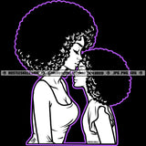 Black Mom Daughter True Love Kissing Happy Mothers Day Mommy Afro Hair Mum Girl Hustle Logo Hustle Skillz SVG PNG JPG Vector Cut Files Silhouette Cricut