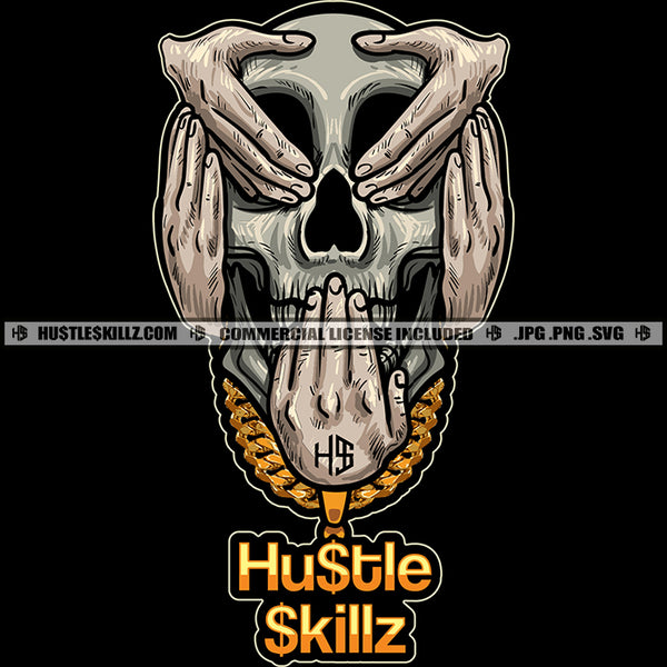 Skull Head Skeleton See No Evil Hear No Evil Speak No Evil Hip Hop Rap Logo Hustle Skillz SVG PNG JPG Vector Cutting Files Silhouette Cricut