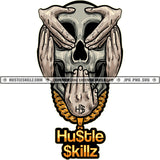 Skull Head Skeleton See No Evil Hear No Evil Speak No Evil Hip Hop Rap Logo Hustle Skillz SVG PNG JPG Vector Cutting Files Silhouette Cricut