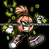 Money Bag Running Cash Money Bags Hustler Grind Logo Hustle Skillz SVG PNG JPG Vector Cutting Files Silhouette Cricut