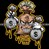 Money Bag Carrying Money Bags Grinding Hustler Hustle Skillz SVG PNG JPG Vector Cutting Files Silhouette Cricut