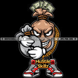 Gangster Money Bag Carrying Bag Full Money Cash Hustler Grind Logo Hustle Skillz SVG PNG JPG Vector Cutting Files Silhouette Cricut