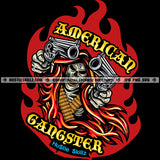 American Gangster Skull Carrying Hand Gun Hustle Skillz SVG PNG JPG Vector Cutting Files Silhouette Cricut