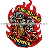 American Gangster Skull Carrying Hand Gun Hustle Skillz SVG PNG JPG Vector Cutting Files Silhouette Cricut