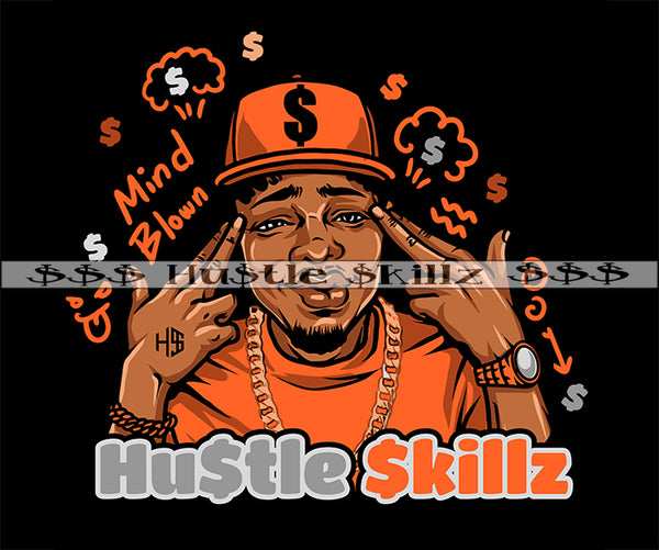 Gangster Man Pointing Cab Hat Money Cash Hustle Skills Skillz Dope Hustler Hustling Designs For Products SVG PNG JPG EPS Cut Cutting