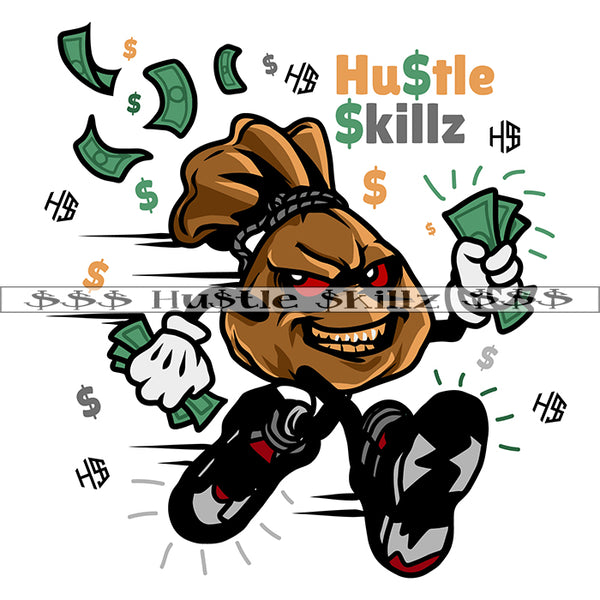 Money Bag Running Cash Hustle Dope Skills Skillz  Hustler Hustling Designs For Products SVG PNG JPG EPS Cut Cutting