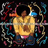 Afro Melanin Sitting Floor Yellow Outfit Money Cash Hustle Skillz Dope Hustler Hustling Designs For Products SVG PNG JPG EPS Cut Cutting