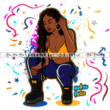 Sexy Melanin Squatting Money Cash Hustle Skillz Dope Hustler Hustling Designs For Products SVG PNG JPG EPS Cut Cutting