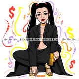 Asian Girl Carrying Hand Gun Money Cash Hustle Skillz Dope Hustler Hustling Designs For Products SVG PNG JPG EPS Cut Cutting