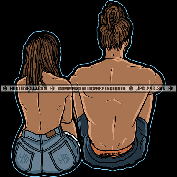 Black Couple Dreadlocks Hairstyle Naked Body Soulmate Design Element Logo Hustler Grind Hustle Skillz SVG PNG JPG Vector Cut Files