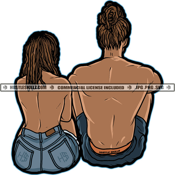 Black Couple Dreadlocks Hairstyle Naked Body Soulmate Design Element Logo Hustler Grind Hustle Skillz SVG PNG JPG Vector Cut Files