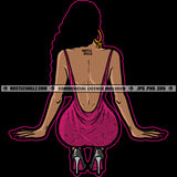 Melanin Woman Sexy Dress Red Bottom Heels Design Element Logo Hustler Grind Hustle Skillz SVG PNG JPG Vector Cut Files