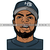 Black Man Growling Mean face Baseball hat Cap Design Element Logo Hustler Grind Hustle Skillz SVG PNG JPG Vector Cut Files