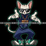 Cool Cat Sunglasses Feline Fashion Cartoon Character Design Element Logo Hustler Grind Hustle Skillz SVG PNG JPG Vector Cut Files