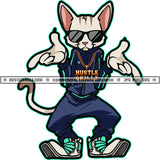 Cool Cat Sunglasses Feline Fashion Cartoon Character Design Element Logo Hustler Grind Hustle Skillz SVG PNG JPG Vector Cut Files