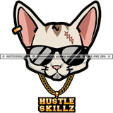 Cool Cat Sunglasses Feline Fashion Cartoon Character Scarface Design Element Logo Hustler Grind Hustle Skillz SVG PNG JPG Vector Cut Files