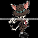 Cool Cat Classy Outfit Feline Fashion Cartoon Character Design Element Logo Hustler Grind Hustle Skillz SVG PNG JPG Vector Cut Files