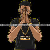 Black Man Praying Prayers Pray Design Element Logo Hustler Grind Hustle Skillz SVG PNG JPG Vector Cut Files