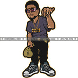 Afro Man Bragging Money Bag Glasses Fashion Design Element Logo Hustler Grind Hustle Skillz SVG PNG JPG Vector Cut Files