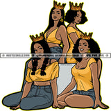 Queens Together Woman Power Crown Melanin Woman Best Friends Sistas Design Element Logo Hustler Grind Hustle Skillz SVG PNG JPG Vector Cut Files