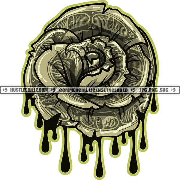 Dripping Money Rose Flower Hustler Grind Commercial Use Logo Hustle Skillz SVG PNG JPG Vector Cut  Files Silhouette Cricut