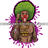 Jocker Costume Black Strong Man Green Afro Hair Tattoo Commercial Use Logo Hustle Skillz SVG PNG JPG Vector Cut  Files Silhouette Cricut