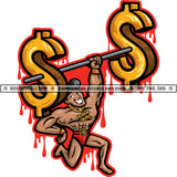 Bodybuilder Man Flexing Money Barbell Strong Dripping Commercial Use Logo Hustle Skillz SVG PNG JPG Vector Cut  Files Silhouette Cricut