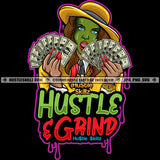 Hustle Grind Quotes Green Woman Jocker Commercial Use Logo Hustle Skillz SVG PNG JPG Vector Cut  Files Silhouette Cricut