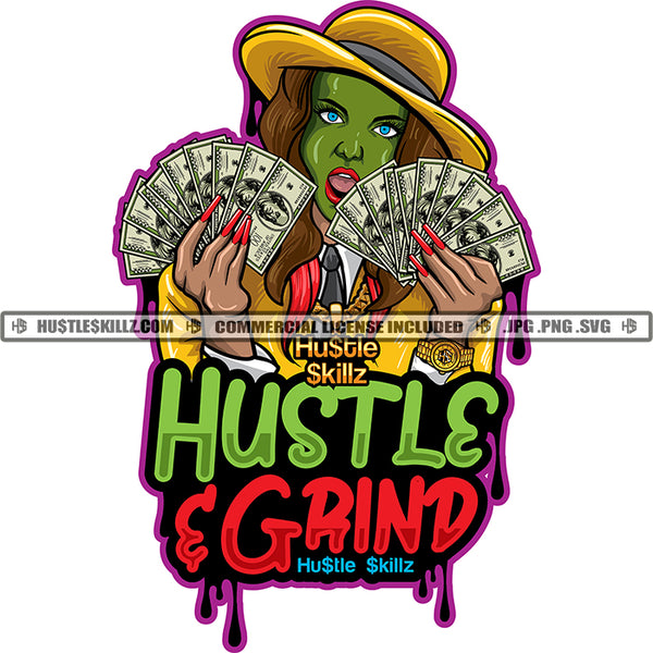 Hustle Grind Quotes Green Woman Jocker Commercial Use Logo Hustle Skillz SVG PNG JPG Vector Cut  Files Silhouette Cricut