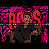 Boss Lady Business Woman Sitting Sofa Logo Hustle Skillz SVG PNG JPG Vector Cut Files Silhouette Cricut