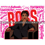 Boss Lady Business Woman Sitting Sofa Logo Hustle Skillz SVG PNG JPG Vector Cut Files Silhouette Cricut