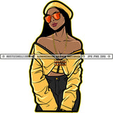 Melanin Woman Yellow Shirt Glasses Grinding Grind Hustler Hustle Skillz SVG PNG JPG Vector Cutting Files Silhouette Cricut