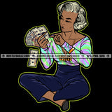 Melanin Marilyn Sexy Woman Counting Money Grinding Grind Hustler Hustle Skillz SVG PNG JPG Vector Cutting Files Silhouette Cricut