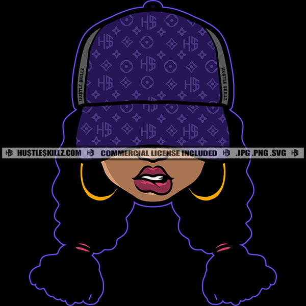 Melanin Woman Baseball Hat Cap Grind Hustler Hustle Skillz SVG PNG JPG Vector Cutting Files Silhouette Cricut