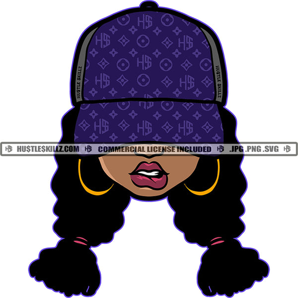 Melanin Woman Baseball Hat Cap Grind Hustler Hustle Skillz SVG PNG JPG Vector Cutting Files Silhouette Cricut