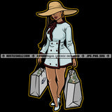 Successful Woman Bags Full Of Money Big Hat Grinding Grind Hustler Hustle Skillz SVG PNG JPG Vector Cutting Files Silhouette Cricut