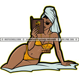 Melanin Woman Reading Book Swimming Suit Grind Hustler Hustle Skillz SVG PNG JPG Vector Cutting Files Silhouette Cricut