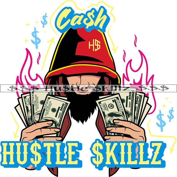 Gangster Man Hoodie Holding Money Cash Hustle Skills Skillz Dope Hustler Hustling Designs For Products SVG PNG JPG EPS Cut Cutting