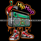 Hip Hop BeatBox Radio Music Sounds Songs Baseball Cap Sneakers Dripping Grind Logo Hustle Skillz SVG PNG JPG Vector Cut Files Silhouette Cricut