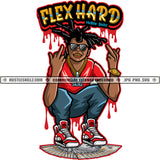 Flex Hard Diamond Gangster Black Man Locs Dreads Hair Middle Finger Money Cash Ghetto Thug Dope Boy Watch Sunglass Gold Chain Logo Hustle Skillz SVG PNG JPG Vector Cut Files Silhouette Cricut