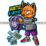 Hustle and Grind Savage Quotes Gangster Scarface Cat Backpack Money Cash Gun Logo Hustle Skillz SVG PNG JPG Vector Cut Files Silhouette Cricut