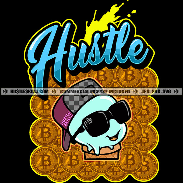 Hustle Ice Cream Gangster Man Hustler Hustling Grind Hustle Skillz SVG PNG JPG Vector Cut Files Silhouette Cricut