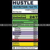 Hustle Nutrition Facts Savage Quotes Hustler Logo Grind Hustle Skillz SVG PNG JPG Vector Cut Files