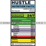 Hustle Nutrition Facts Savage Quotes Hustler Logo Grind Hustle Skillz SVG PNG JPG Vector Cut Files